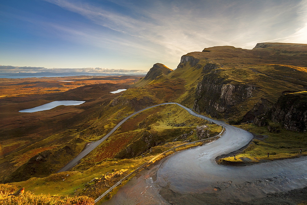 The Quiraing Pass in the Trotternish Range on the Isle of Skye, Inner Hebrides, Scotland, United Kingdom, Europe