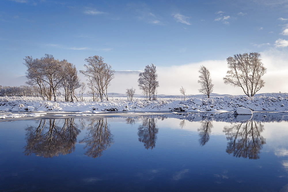 A wintery scene on Rannoch Moor, Highlands, Scotland, United Kingdom, Europe