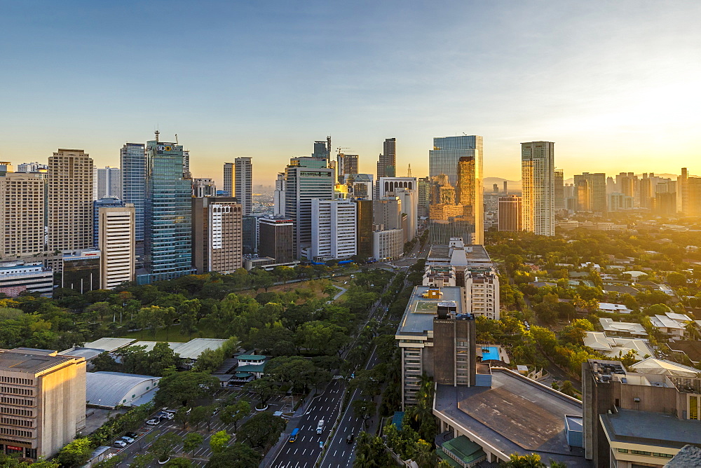 View of the Makati district in Manila at sunrise, Philippines, Southeast Asia, Asia