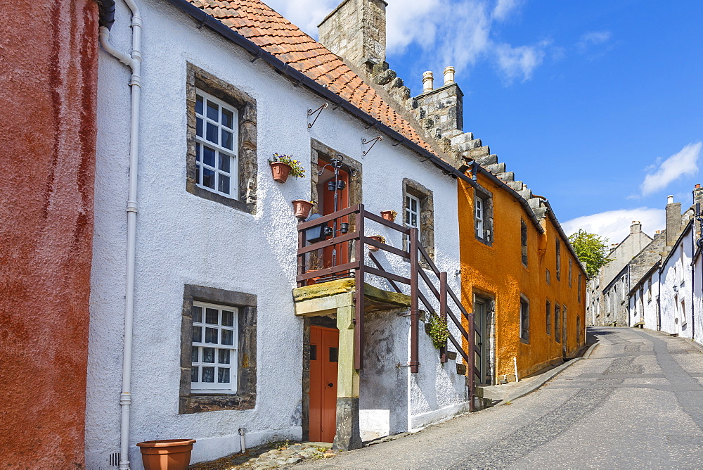 Colourful houses in the quaint village of Culross, Fife, Scotland, United Kingdom, Europe