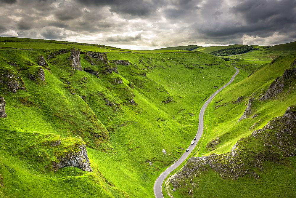 Winnats Pass near Castleton in the Peak District National Park, Derbyshire, England, United Kingdom, Europe