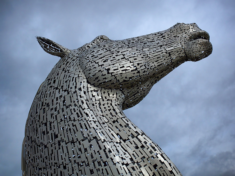 The Kelpies, a steel horse sculpture in Falkirk, Scotland, United Kingdom, Europe