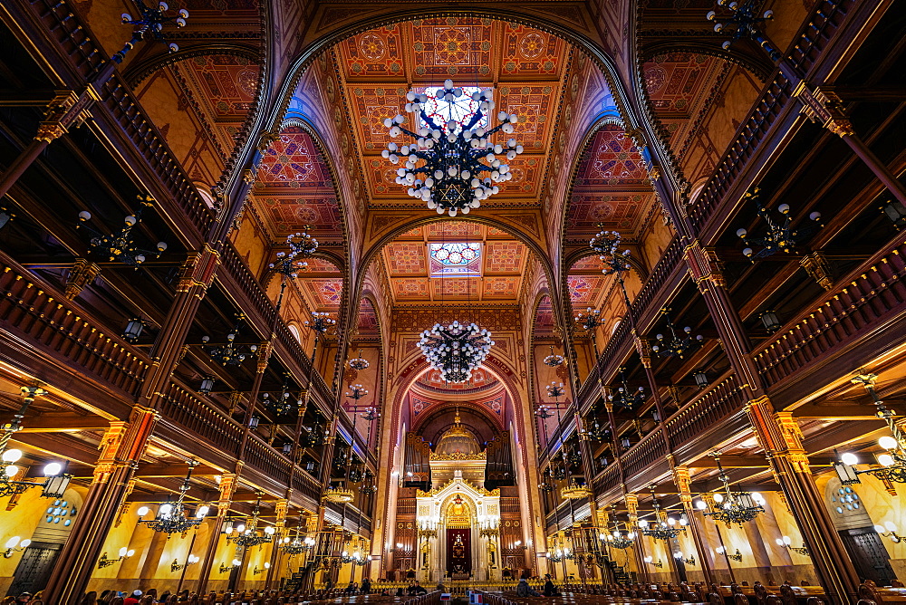 Interior of the Dohany Street Synagogue, Budapest, Hungary, Europe