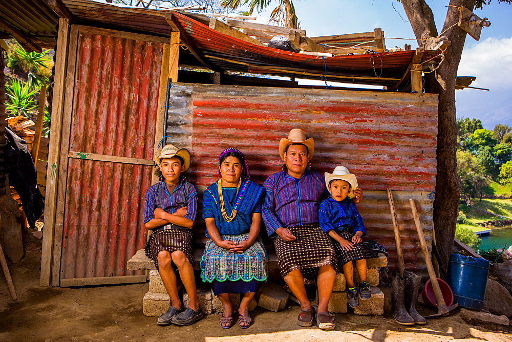 Mayan family portrait, Lake Atitlan, Guatemala, Central America