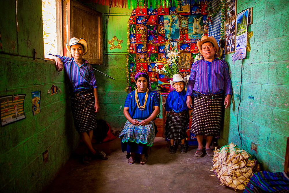 Mayan family portrait, Lake Atitlan, Guatemala, Central America