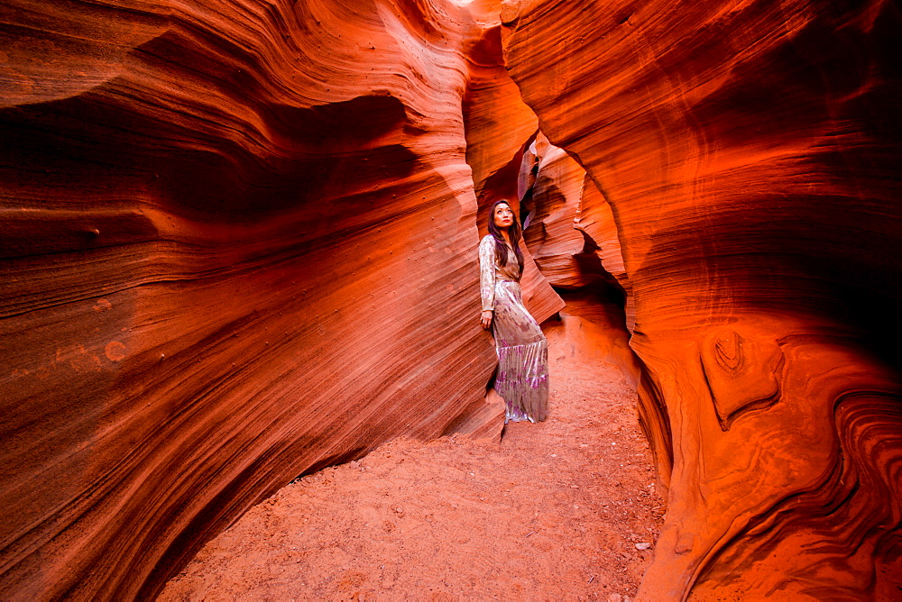 Woman posing in Rattlesnake Canyon, Arizona, United States of America, North America