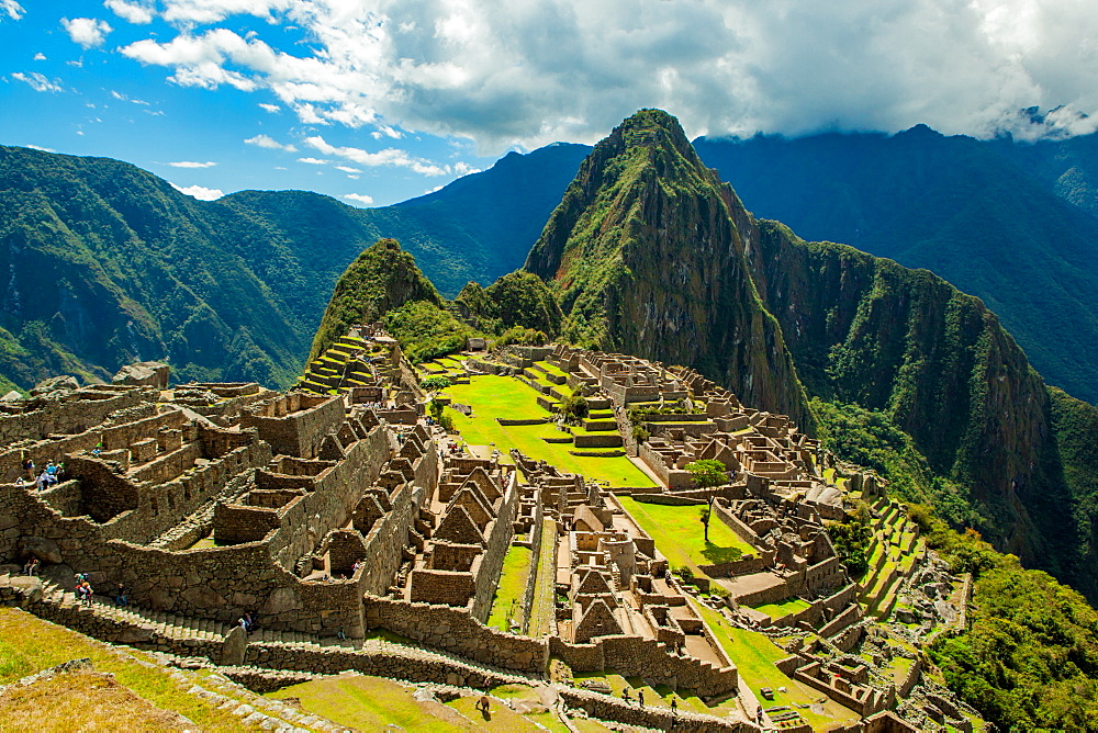 View of Huayna Picchu and Machu Picchu Ruins, UNESCO World Heritage Site, Peru, South America