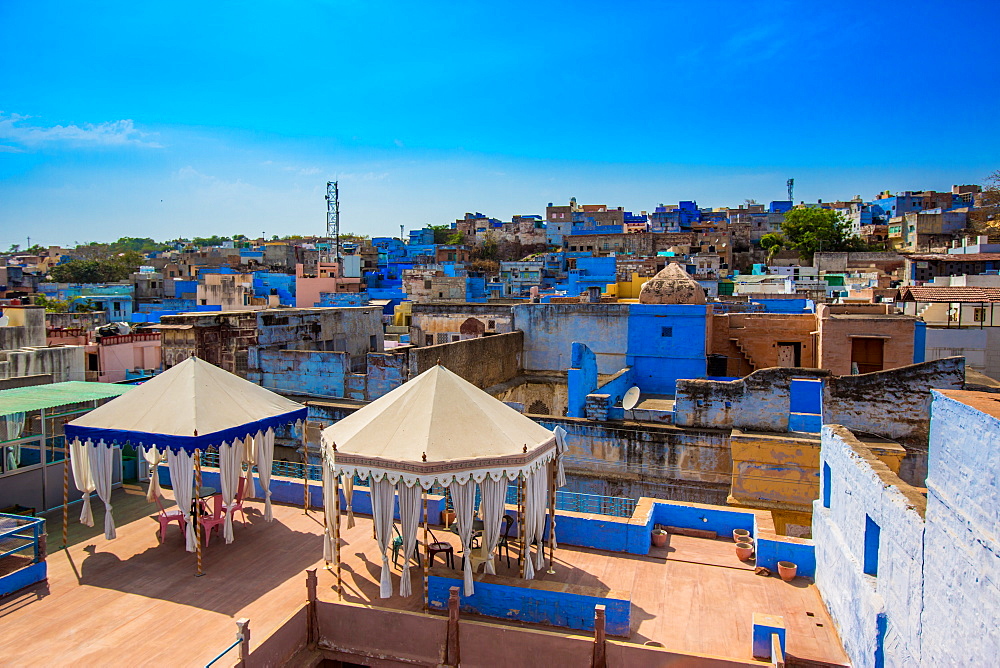 Rooftops in Jodhpur, the Blue City, Rajasthan, India, Asia