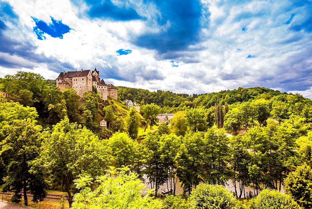 View of Loket Castle in the countryside of the West Bohemian Spa triangle outside of Karlovy Vary, Bohemia, Czech Republic, Europe