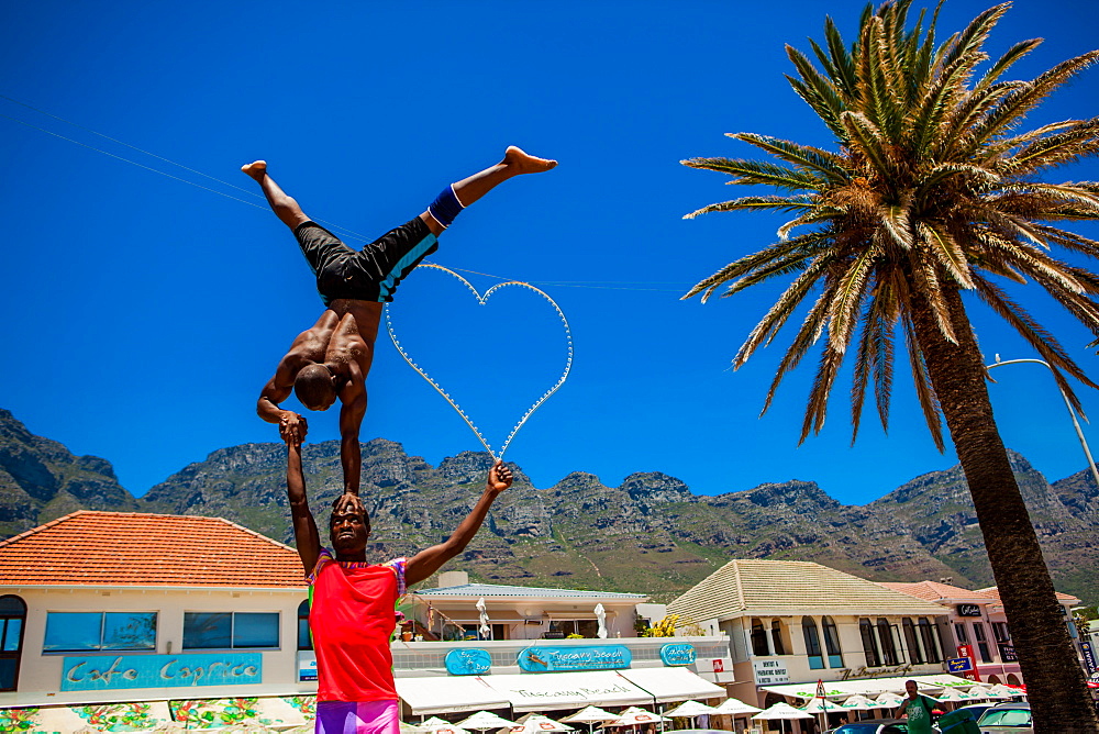 African acrobats, Camps Bay, South Africa, Africa