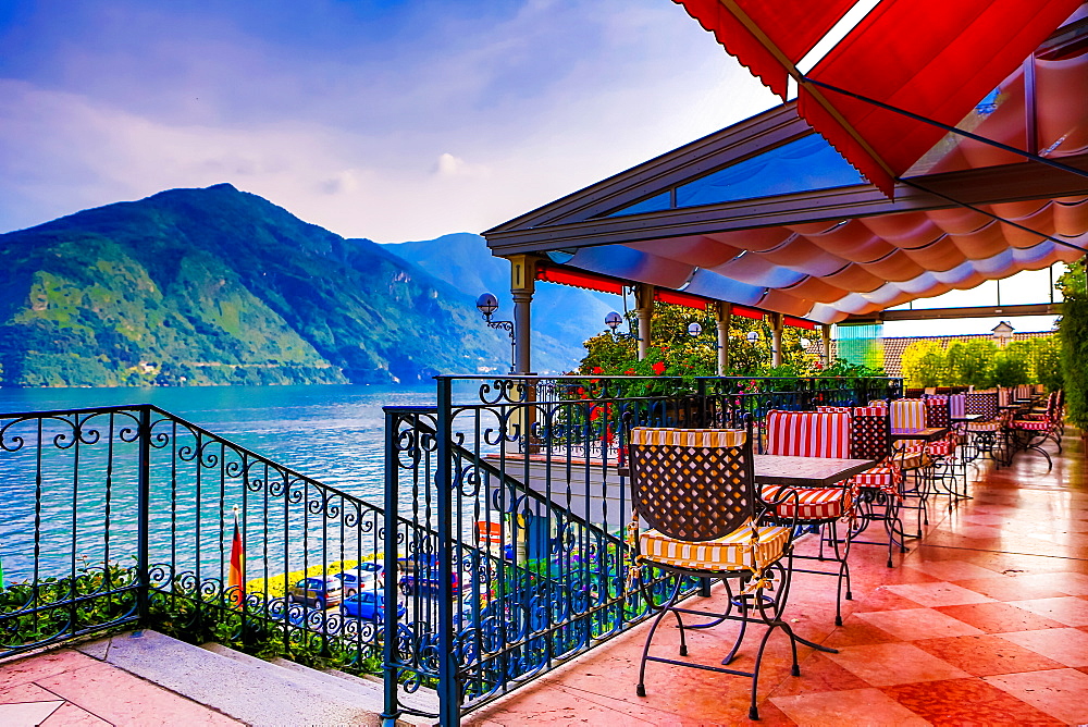 Patio at Grand Hotel Tremezzo, Lake Como, Lombardy, Italy, Europe