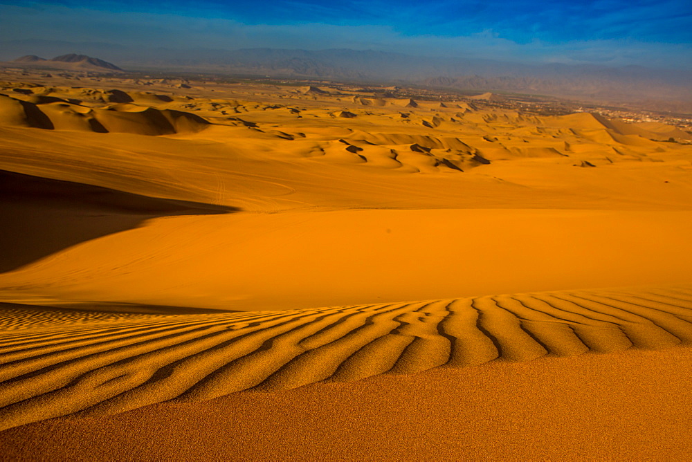 Sand dunes at Huacachina Oasis, Peru, South America