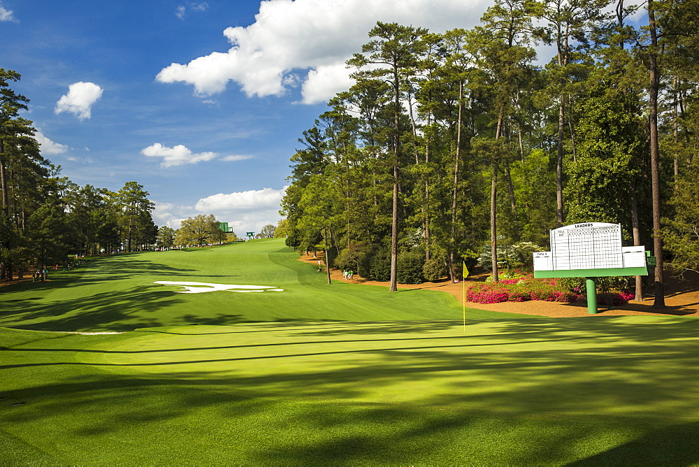 Looking behind the 10th green at Augusta National Golf Club during the US Masters, Augusta, Georgia, United States of America, North America