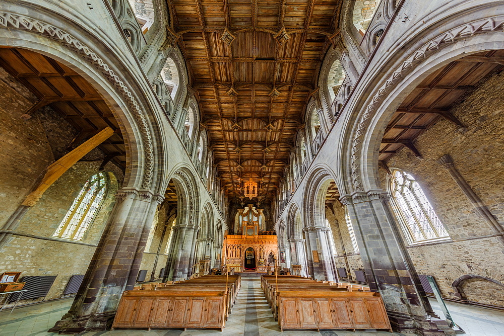 Interior of St. David's cathedral, Pembrokeshire, Wales, United Kingdom, Europe