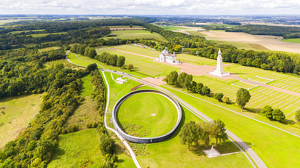 Notre Dame de Lorette, the world's largest French military cemetery and the Ring of Remembrance, high on a ridge northwest of Arras