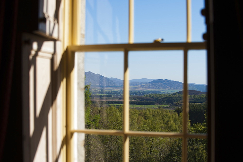 A view out across the Cairngorms National Park from a country house, Highlands, Scotland, United Kingdom, Europe