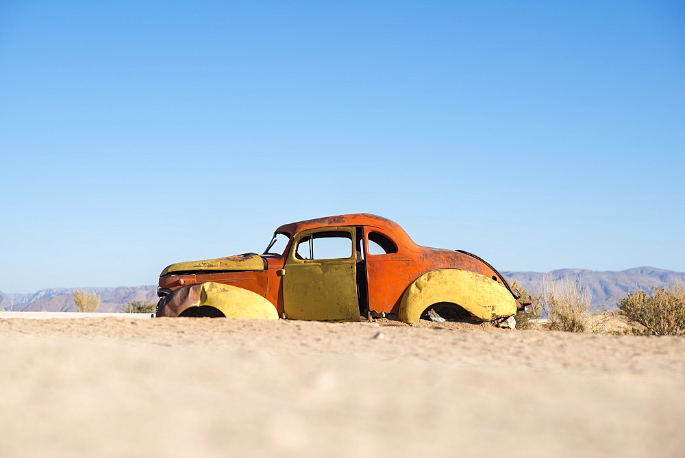 An abandoned car near the small town of Solitare, Namibia, Africa