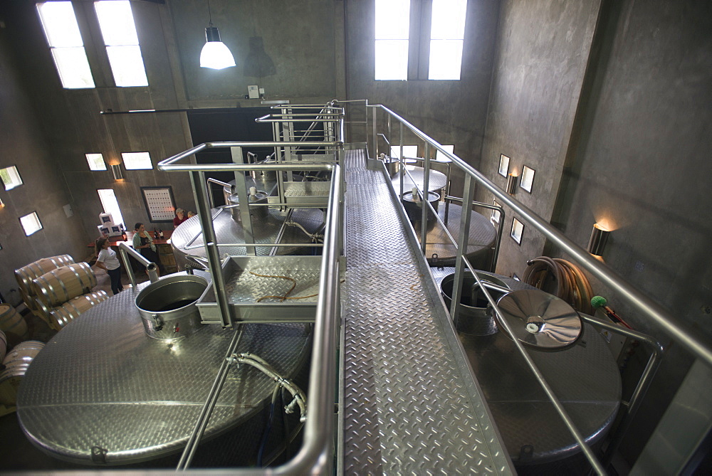 Wine in fermentation tanks in the Uco Valley near Mendoza, Argentina, South America