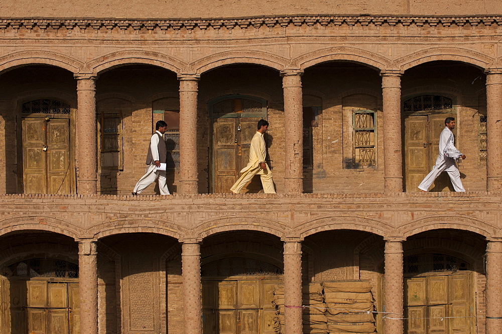 Men walking through the old market in Herat, Afghanistan, Asia