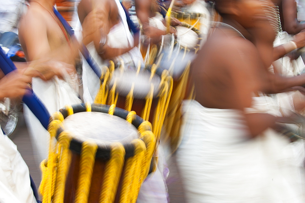 Drums for a festival in Kerala, South India, Asia