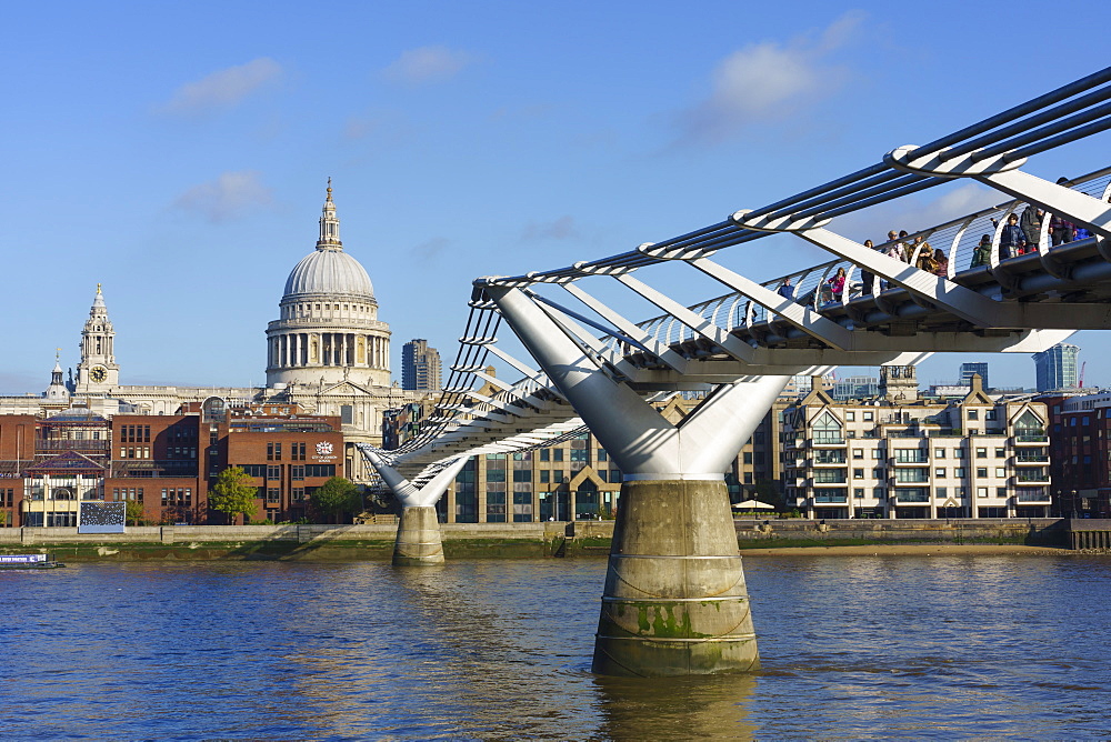 Millennium Bridge with St. Paul's Cathedral, London, England, United Kingdom, Europe