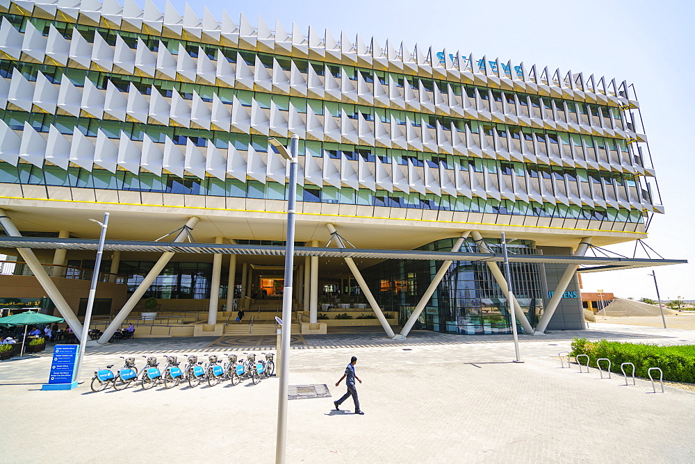 Masdar City, a carbon neutral building project relying on solar energy and other renewable power sources, Abu Dhabi, United Arab Emirates, Middle East