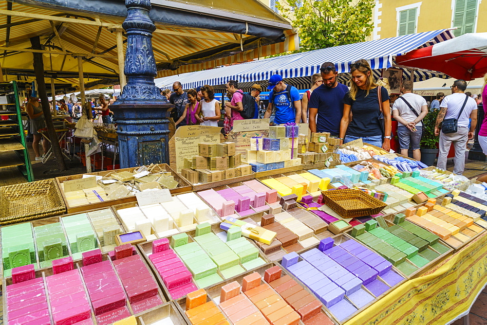 Market, Cours Saleya, Old Town, Nice, Alpes Maritimes, Cote d'Azur, Provence, France, Europe