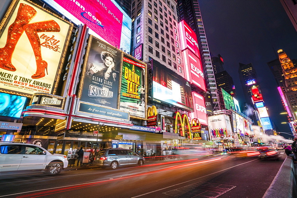 Times Square by night, New York City, United States of America, North America