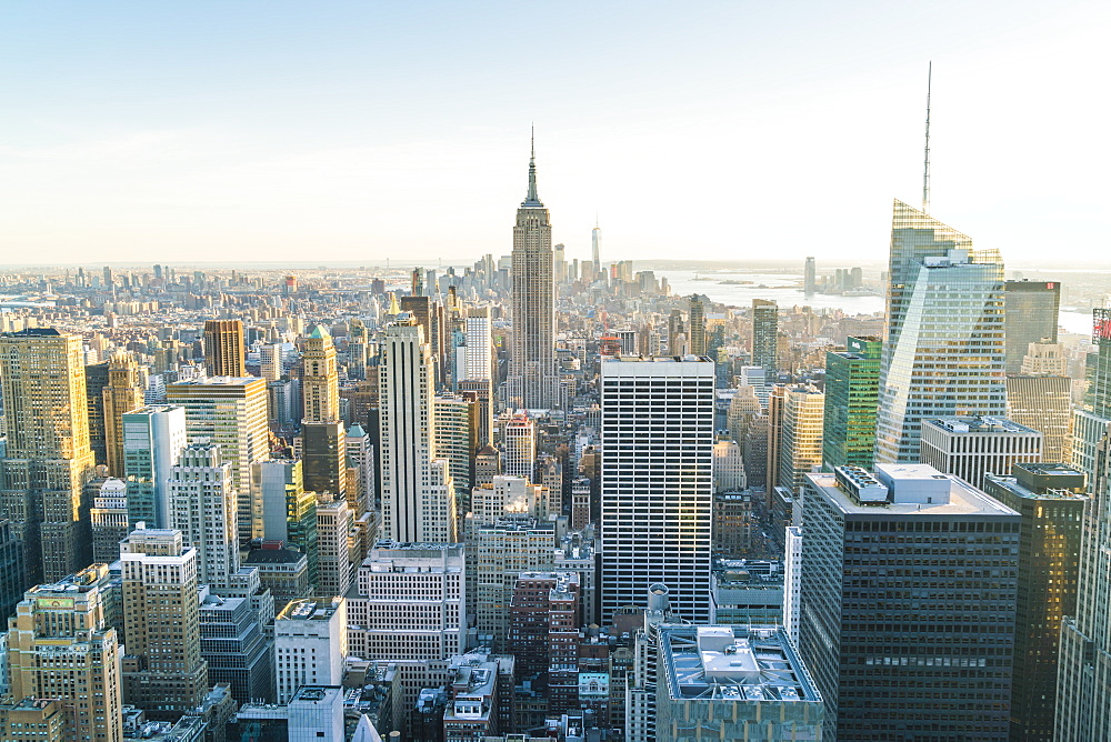 Manhattan skyline and Empire State Building, New York City, United States of America, North America