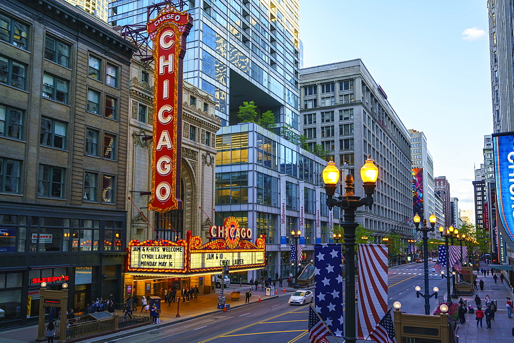 The Chicago Theatre on North State Street, Chicago, Illinois, United States of America, North America