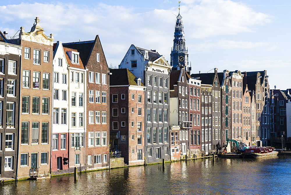 Old gabled buildings near Damrak, Amsterdam, Netherlands, Europe