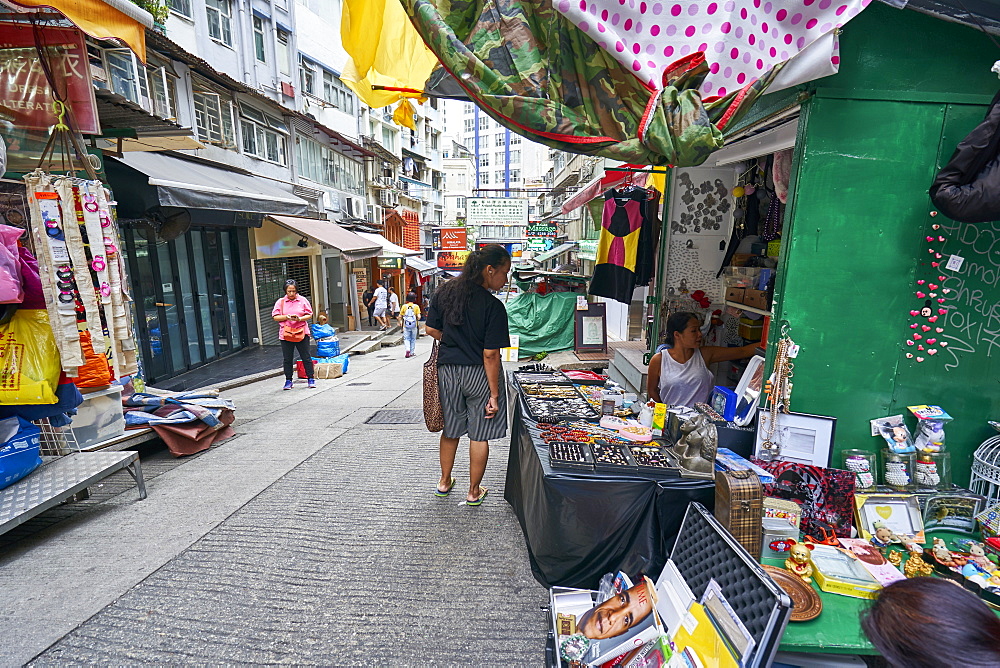 A small market street in the Mid-Levels area, Hong Kong Island, Hong Kong, China, Asia