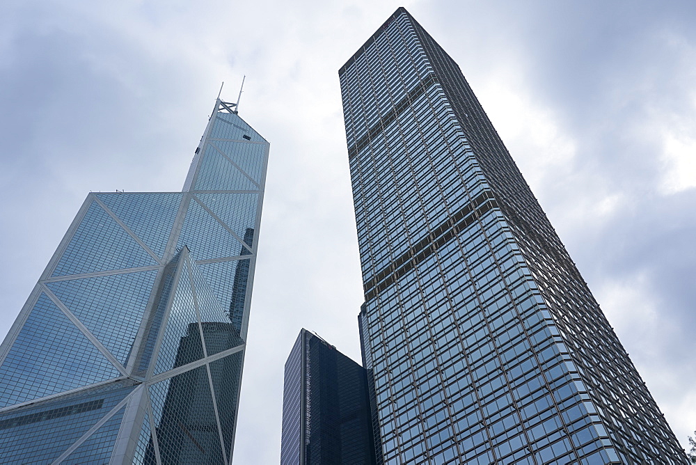 Bank of China Building and Cheung Kong Centre towers in Central, Hong Kong Island's financial district, Hong Kong, China, Asia