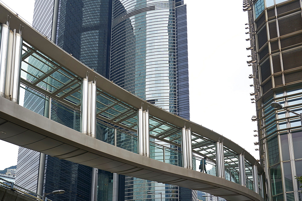 An aerial walkway in Central, Hong Kong's financial district, Hong Kong, China, Asia