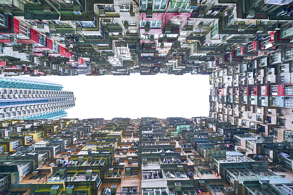 Densely crowded apartment buildings, Hong Kong Island, Hong Kong, China, Asia