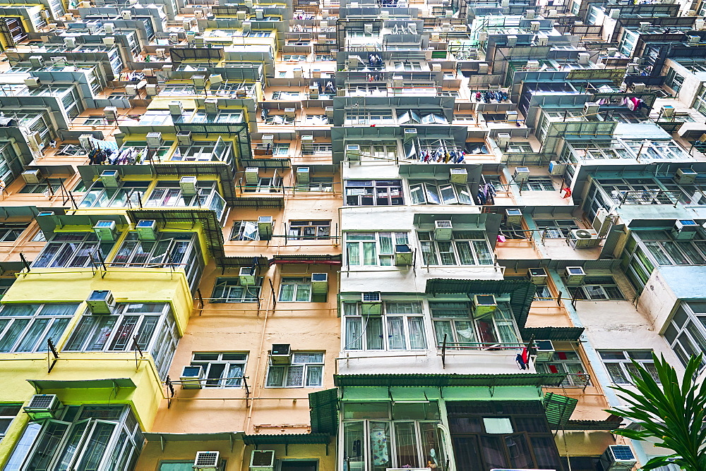 Densely crowded apartment buildings, Hong Kong Island, Hong Kong, China, Asia