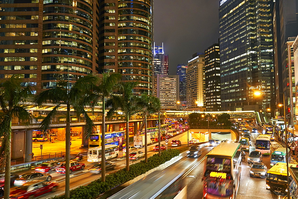 Rush hour traffic in Central, Hong Kong Island, Hong Kong, China, Asia