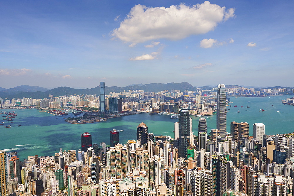 City skyline, viewed from Victoria Peak, Hong Kong, China, Asia