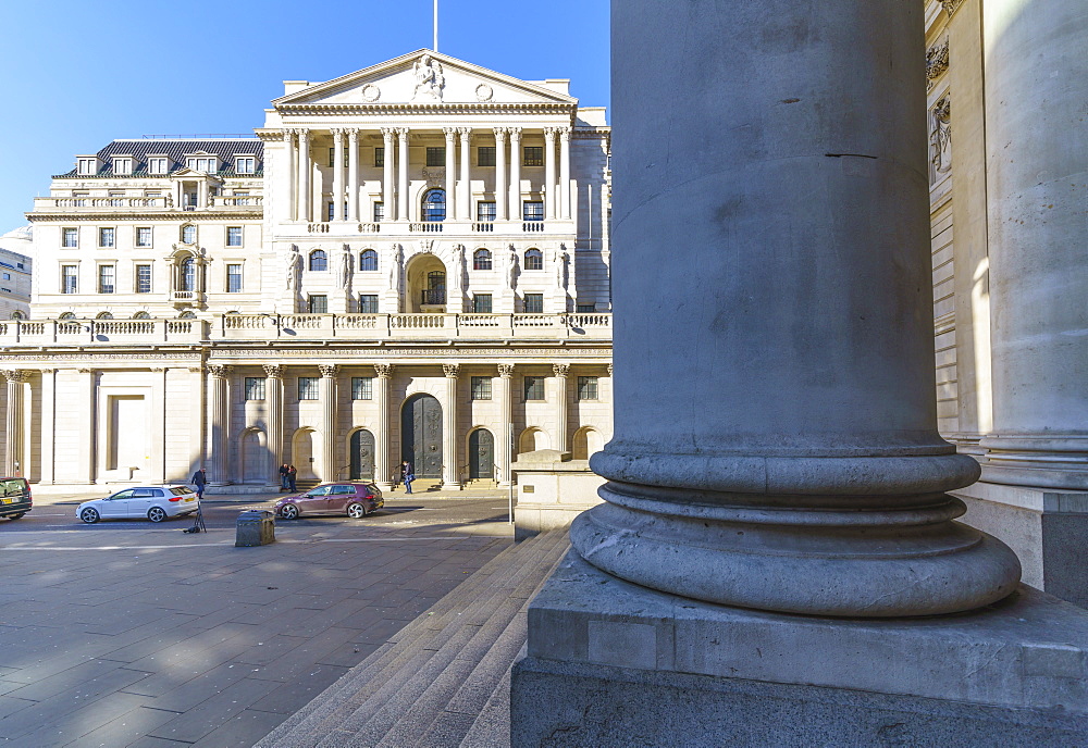 Bank of England viewed from the Royal Exchange, City of London, London, England, United Kingdom, Europe