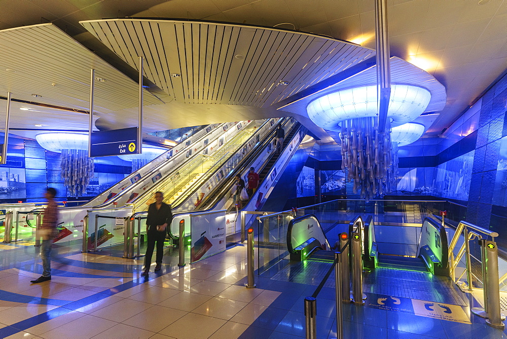 Interior of a metro station, Dubai, United Arab Emirates, Middle East