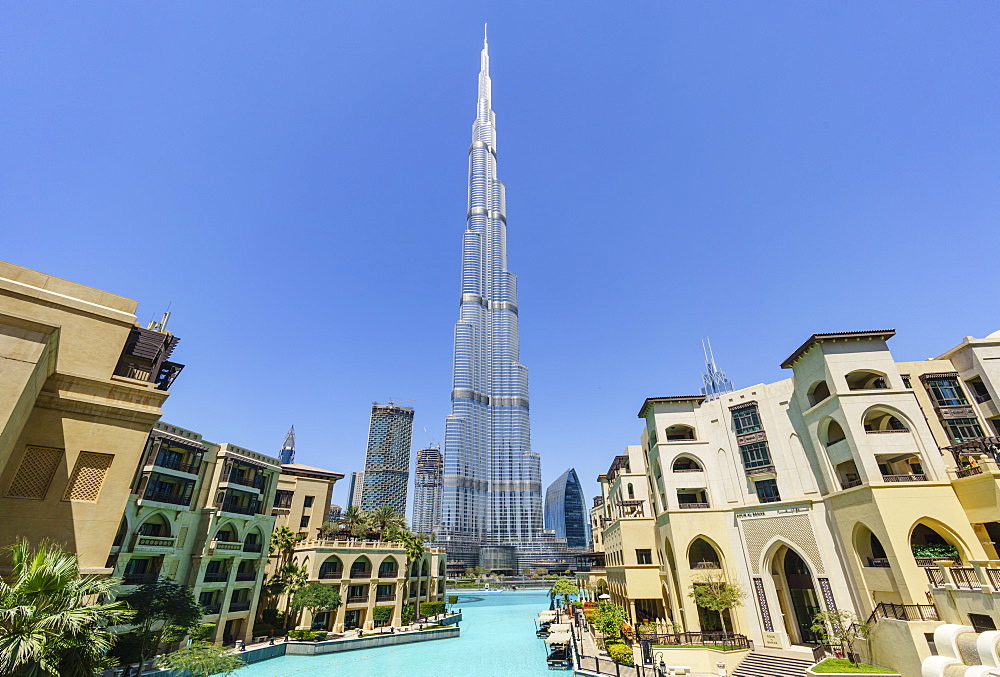 Burj Khalifa and Lake, Downtown, Dubai, United Arab Emirates, Middle East