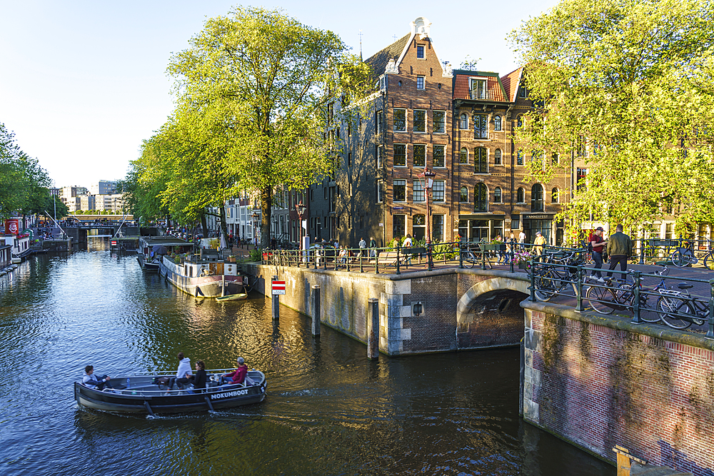 Early morning on Brouwersgracht Canal, Amsterdam, North Holland, The Netherlands, Europe