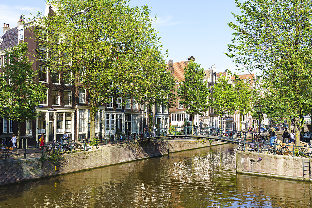 Canal scene, Brouwersgracht, Amsterdam, North Holland, The Netherlands, Europe