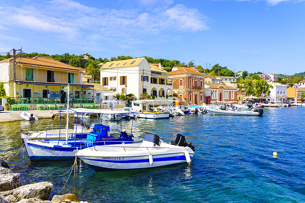 The pretty town of Gaios, the main port and harbour on the island, Paxos, Ionian Islands, Greek Islands, Greece, Europe