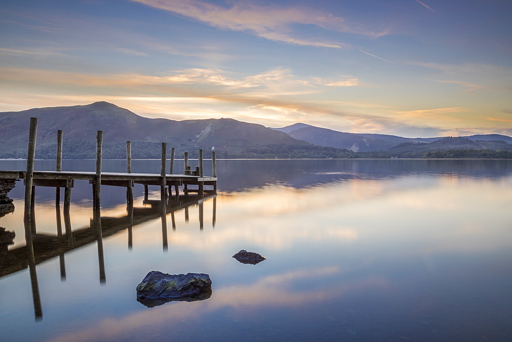 Watendlath Jetty, Derwent Water, Borrowdale, Lake District National Park, Cumbria, England, United Kingdom, Europe