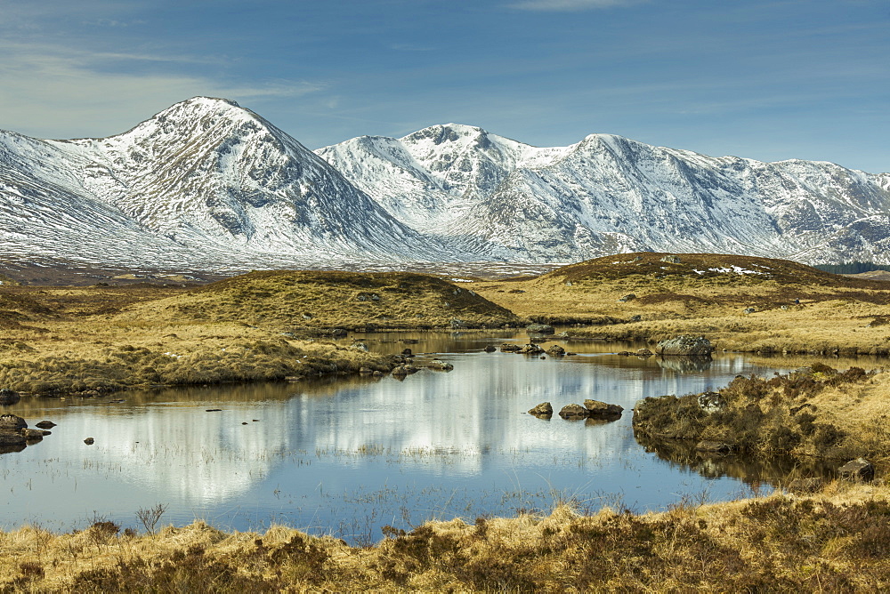 Rannoch Moor and Black Mount in early spring, Scotland, United Kingdom, Europe