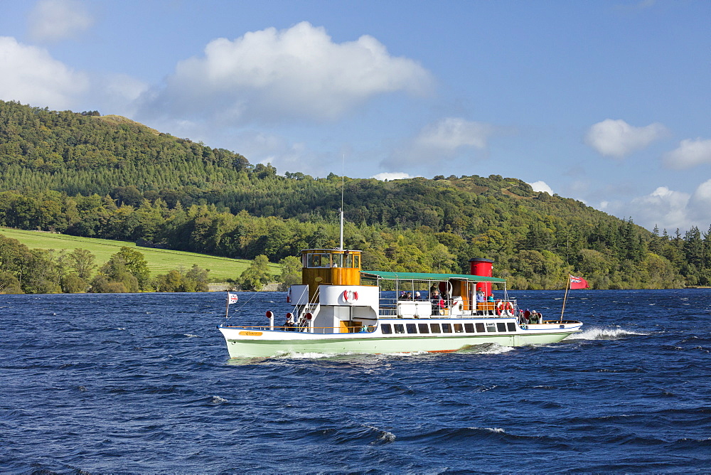 The Raven steam boat on Ullswater, Lake District National Park, UNESCO World Heritage Site, Cumbria, England, United Kingdom, Europe