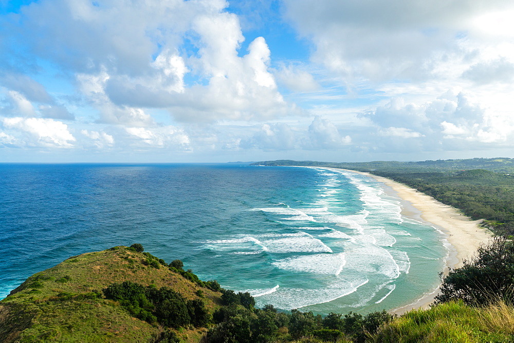 Waves as far as the eye can see along the coast of Byron Bay, New South Wales, Australia, Pacific