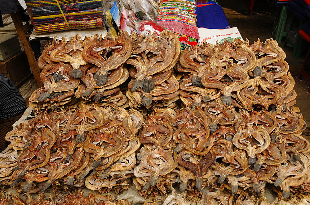 Dried fish on a market stall, Mandalay, Myanmar