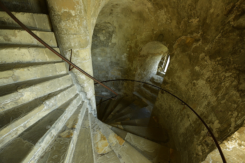 Dover Castle Great Tower Descending staircase, Dover, United Kingdom